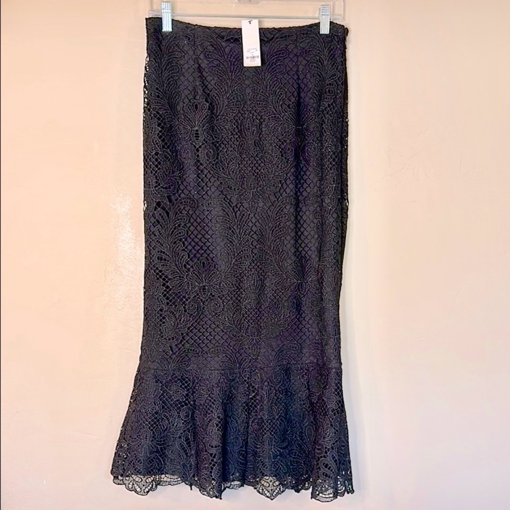 NWT Francesca’s Elegant Black Lace Long Midi Skirt Sz M $60 - Picture 4 of 15